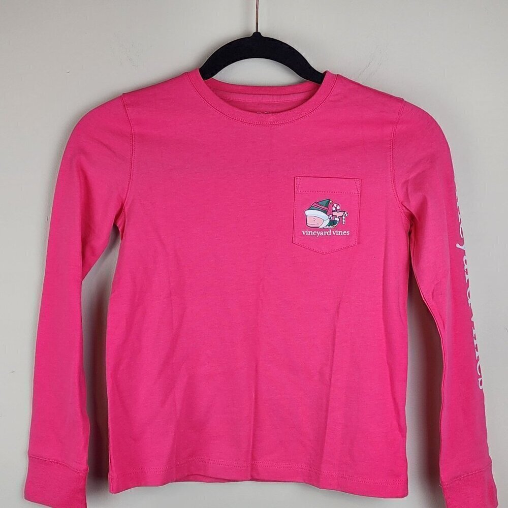 Vineyard Vines Christmas shirt size S 7-8 Pink Elf whale Holidays